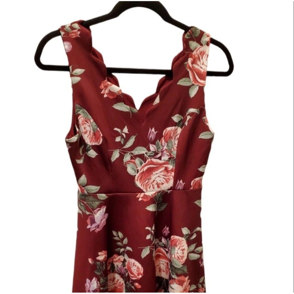 Altar'd State Floral Dress Burgundy Sleeveless Size Medium Cottagecore